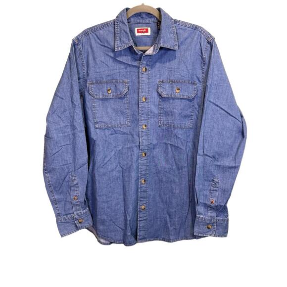 Wrangler Denim Shirt Mens Size S Blue Classic Button Down - Picture 1 of 7